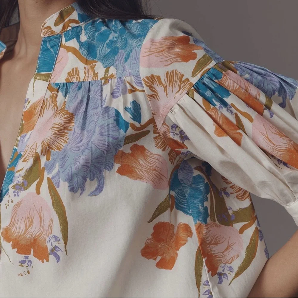 Anthropologie - The Yukiko Noritake Darcey Popover Swing Top size: small - Picture 3 of 3